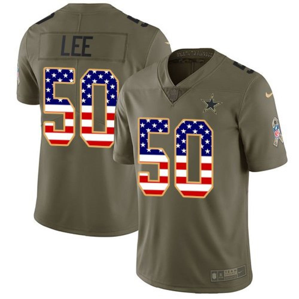 Men's Dallas Cowboys #50 Sean Lee 2017 Salute to Service Olive USA Flag Stitched NFL Limited Jersey 