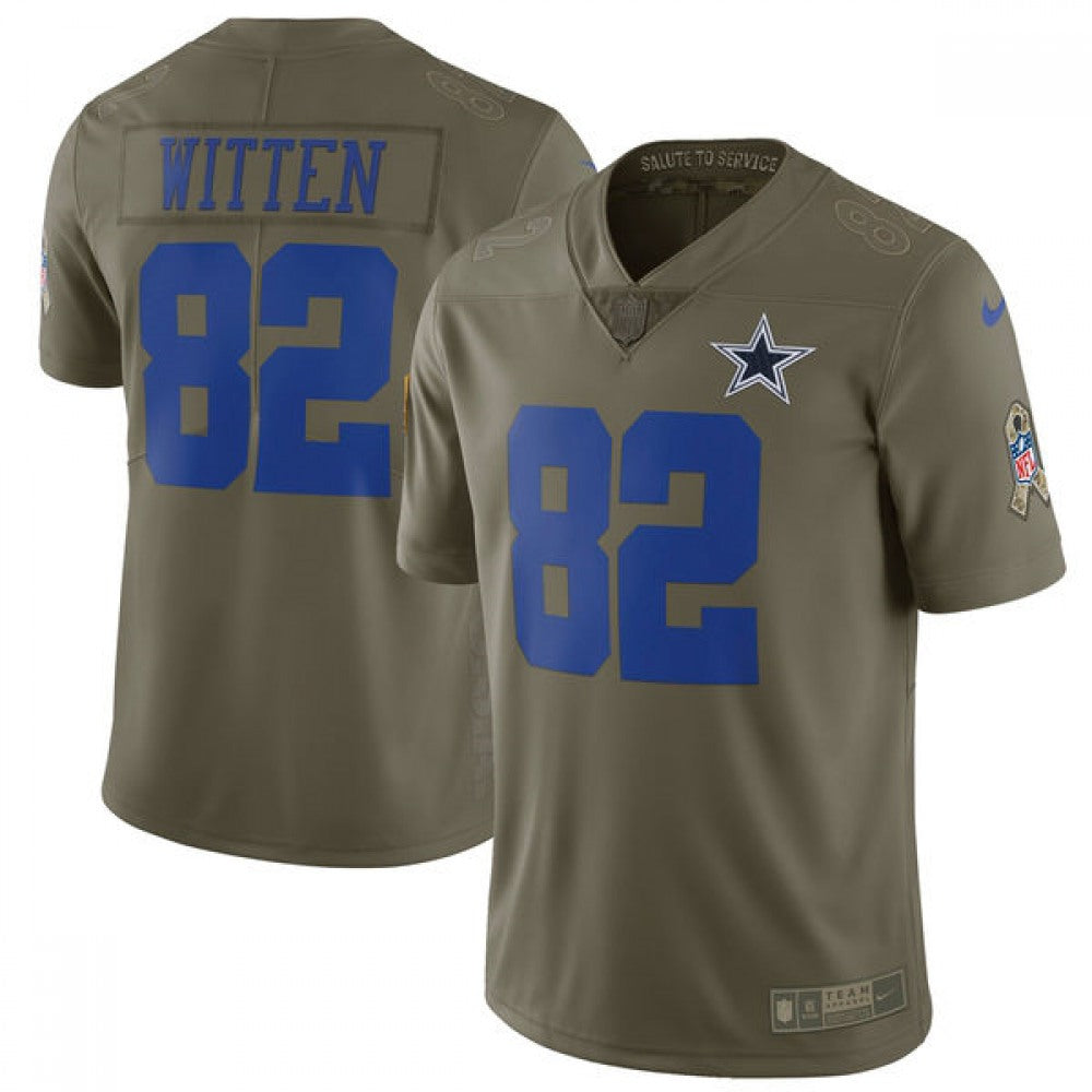 Men's Dallas Cowboys #82 Jason Witten Olive Salute to Service Limited Stitched NFL Jersey 