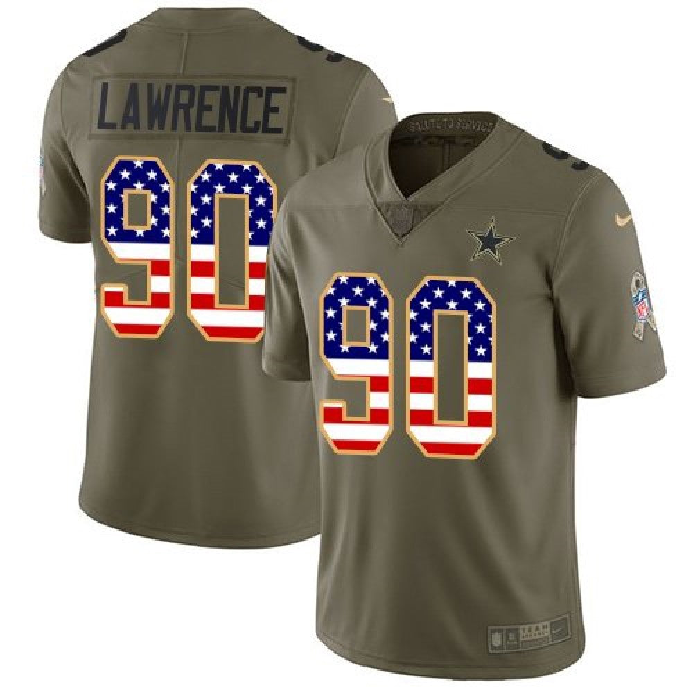 Men's Dallas Cowboys #90 Demarcus Lawrencs 2017 Salute to Service Olive USA Flag Stitched NFL Limited Jersey 