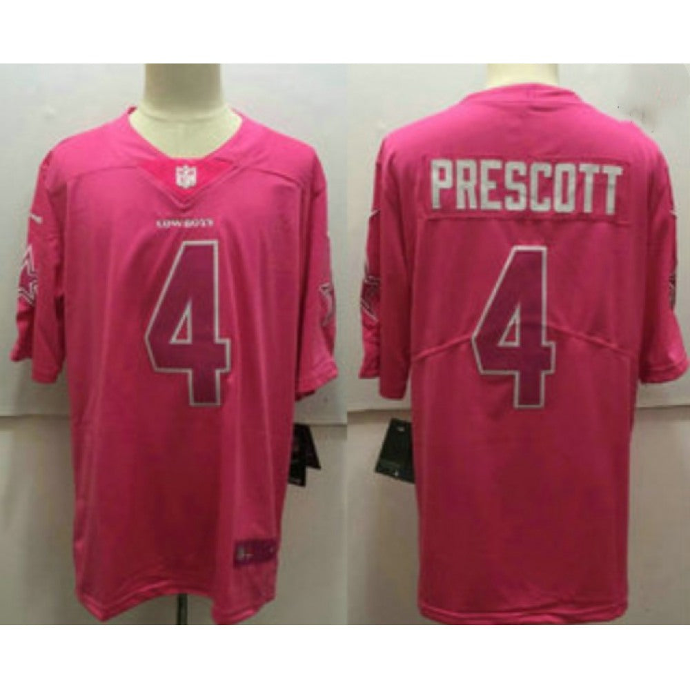 Men's Dallas Cowboys #4 Dak Prescott Pink Vapor Stitched Jersey 