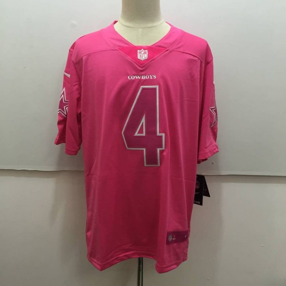 Men's Dallas Cowboys #4 Dak Prescott Pink Limited Rush Stitched NFL Jersey 