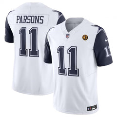 Men's Dallas Cowboys #11 Micah Parsons White 2023 F.U.S.E. With John Madden Patch Vapor Limited Stitched Football Jersey 