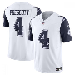 Men's Dallas Cowboys #4 Dak Prescott White 2023 F.U.S.E. Vapor Limited Stitched Football Jersey 