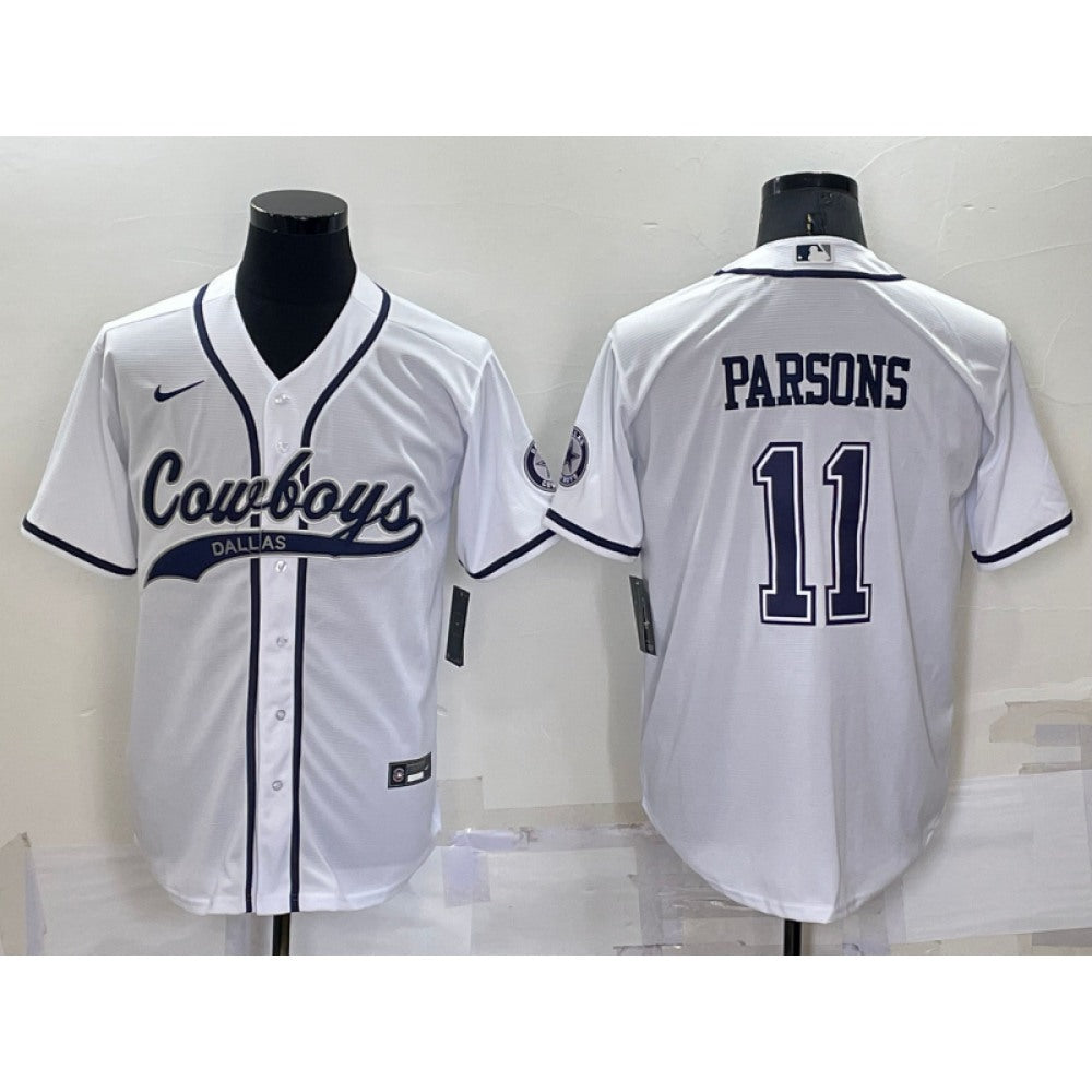 Men's Dallas Cowboys #11 Micah Parsons White Cool Base Stitched Baseball Jersey 