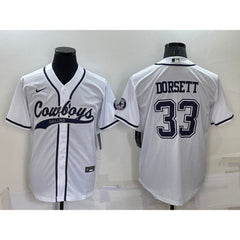 Men's Dallas Cowboys #33 Tony Dorsett White Cool Base Stitched Baseball Jersey 