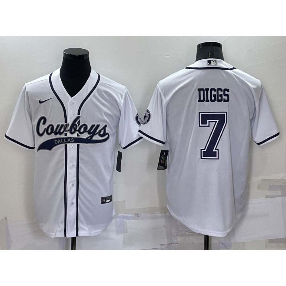 Men's Dallas Cowboys #7 Trevon Diggs White Cool Base Stitched Baseball Jersey 
