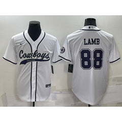 Men's Dallas Cowboys #88 CeeDee Lamb White Cool Base Stitched Baseball Jersey 