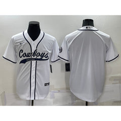 Men's Dallas Cowboys Blank White Cool Base Stitched Baseball Jersey 