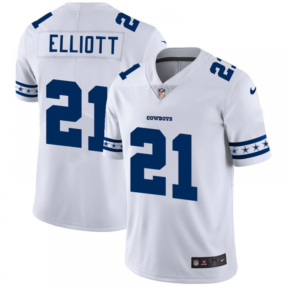 Men's Dallas Cowboys #21 Ezekiel Elliott White 2019 Team Logo Cool Edition Stitched NFL Jersey 