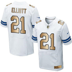 Cowboys #21 Ezekiel Elliott White Men's Stitched NFL Elite Gold Jersey 