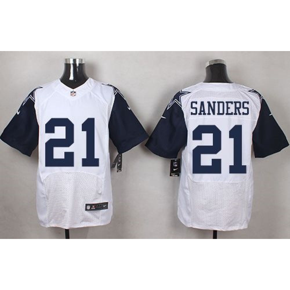 Cowboys #21 Deion Sanders White Men's Stitched NFL Elite Rush Jersey 