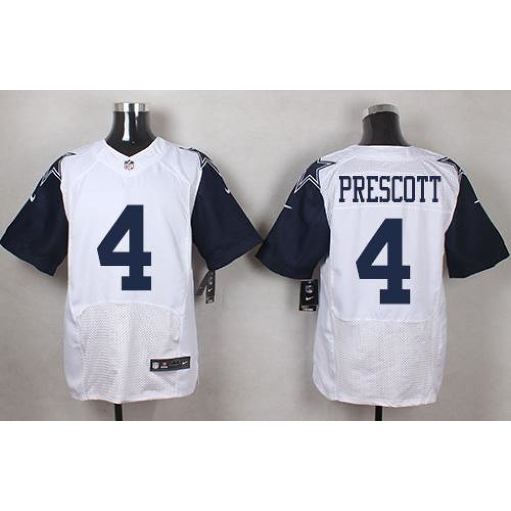 Cowboys #4 Dak Prescott White Men's Stitched NFL Elite Rush Jersey 