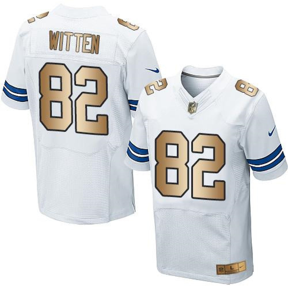 Cowboys #82 Jason Witten White Men's Stitched NFL Elite Gold Jersey 
