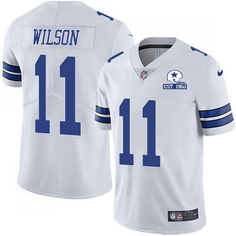 Men's Dallas Cowboys #11 Cedrick Wilson White With Established In 1960 Patch Limited Stitched Jersey 