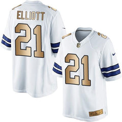 Cowboys #21 Ezekiel Elliott White Men's Stitched NFL Limited Gold Jersey 