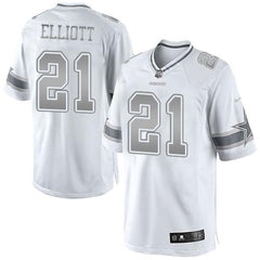 Cowboys #21 Ezekiel Elliott White Men's Stitched NFL Limited Platinum Jersey 