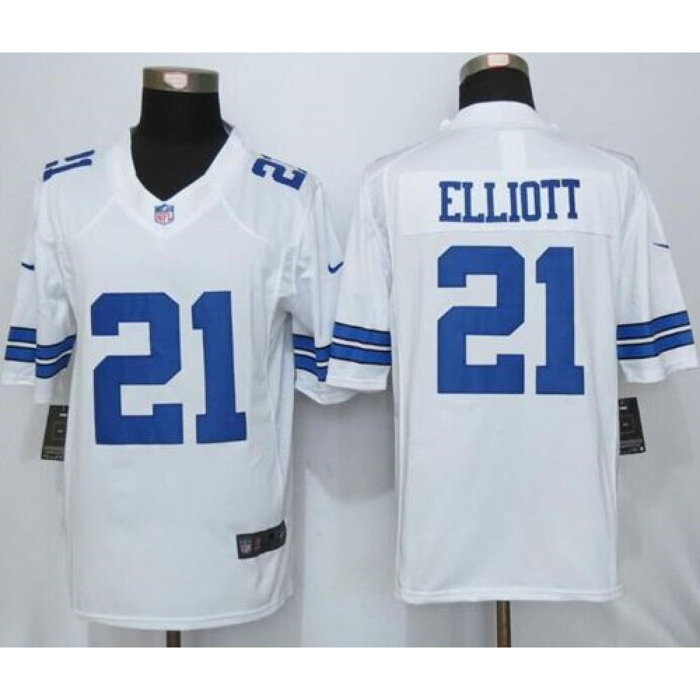 Cowboys #21 Ezekiel Elliott White Men's Stitched NFL Limited Jersey 