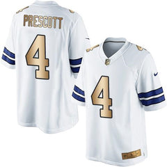 Cowboys #4 Dak Prescott White Men's Stitched NFL Limited Gold Jersey 