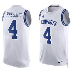 Cowboys #4 Dak Prescott White Men's Stitched NFL Limited Tank Top Jersey 