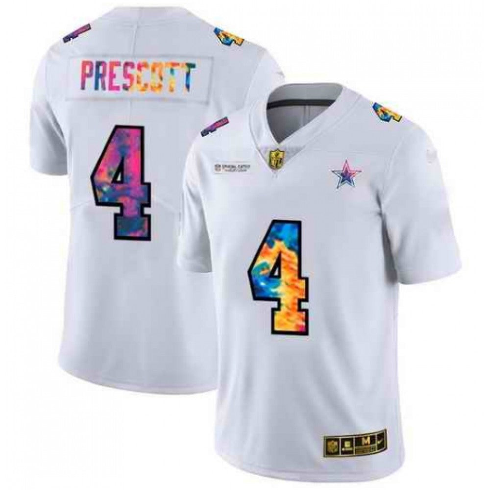 Men's Dallas Cowboys #4 Dak Prescott White Crucial Catch Limited Stitched Jersey 