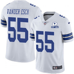 Men's Dallas Cowboys #55 Leighton Vander Esch White With Established In 1960 Patch Limited Stitched Jersey 