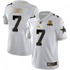 Men's Dallas Cowboys #7 Trevon Diggs White Golden Edition With 1960 Patch Limited Stitched Jersey 
