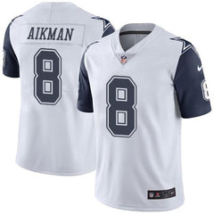 Cowboys #8 Troy Aikman White Men's Stitched NFL Limited Rush Jersey 