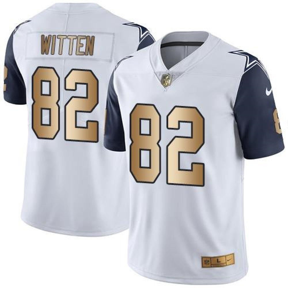 Cowboys #82 Jason Witten White Men's Stitched NFL Limited Gold Rush Jersey 