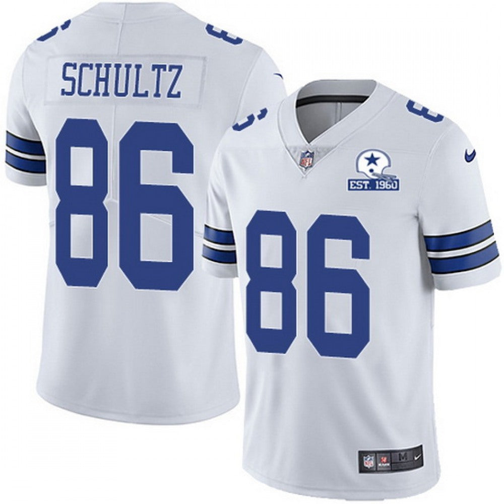 Men's Dallas Cowboys #86 Dalton Schultz White With Established In 1960 Patch Limited Stitched Jersey 