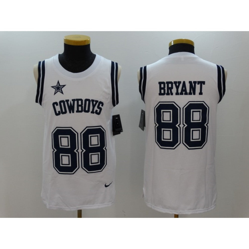 Men's Dallas Cowboys #88 Dez Bryant White Stitched NFL Limited Rush Tank Top Jersey 