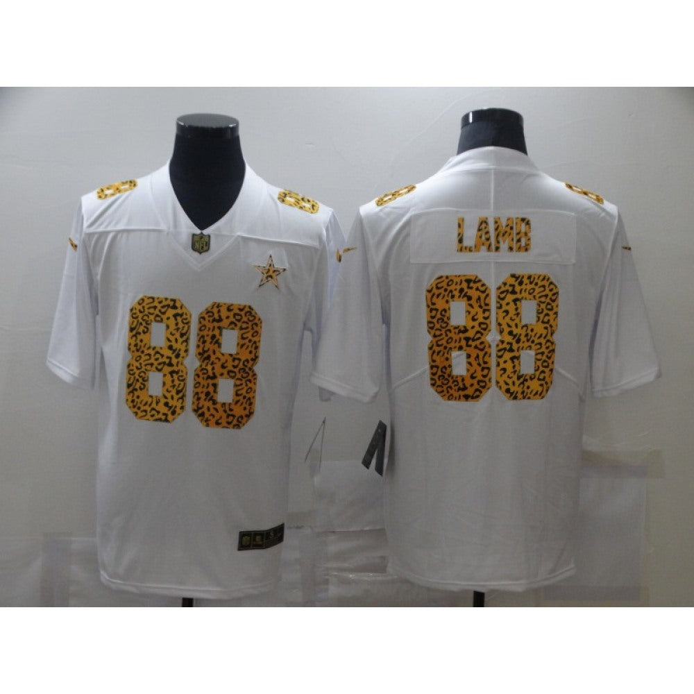 Men's Dallas Cowboys #88 CeeDee Lamb 2020 White Leopard Print Fashion Limited Stitched Jersey 