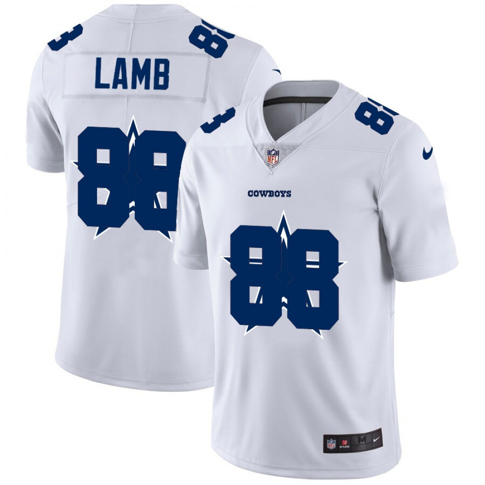 Men's Dallas Cowboys #88 CeeDee Lamb White Shadow Logo Limited Stitched Jersey 