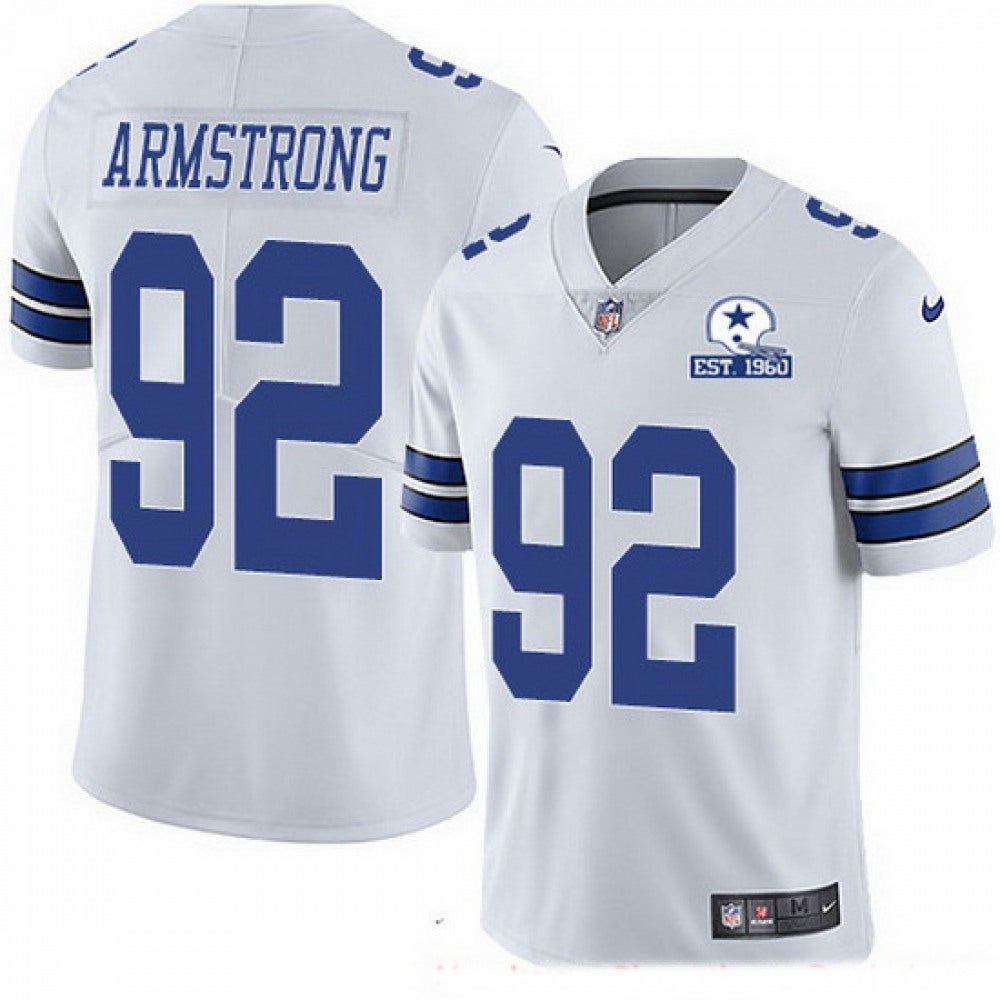 Men's Dallas Cowboys #92 Dorance Armstrong White With Established In 1960 Patch Limited Stitched Jersey 