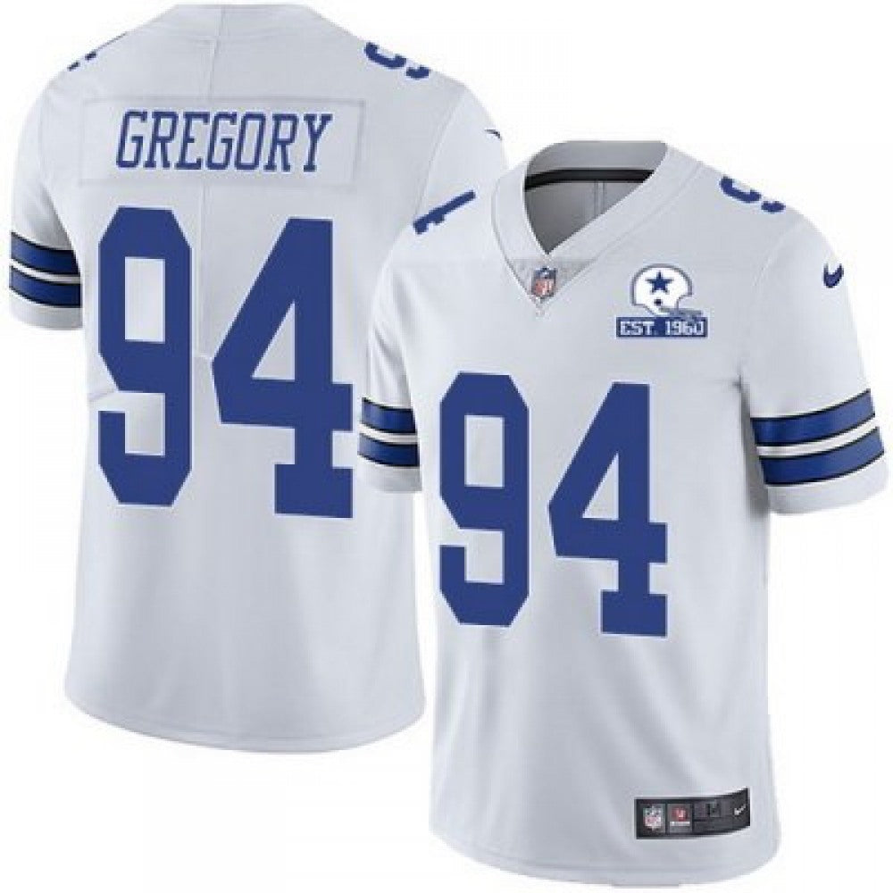 Men's Dallas Cowboys #94 Randy Gregory White With Established In 1960 Patch Limited Stitched Jersey 