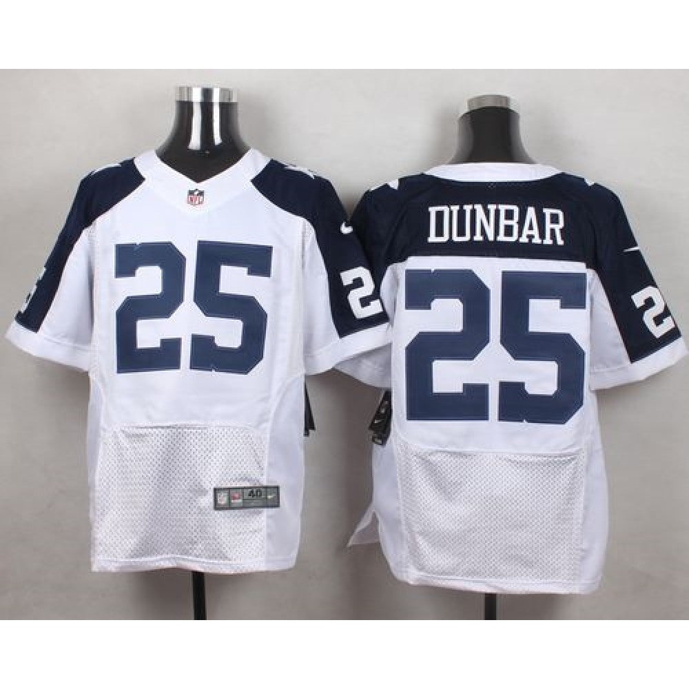 Cowboys #25 Lance Dunbar White Thanksgiving Throwback Men's Stitched NFL Elite Jersey 