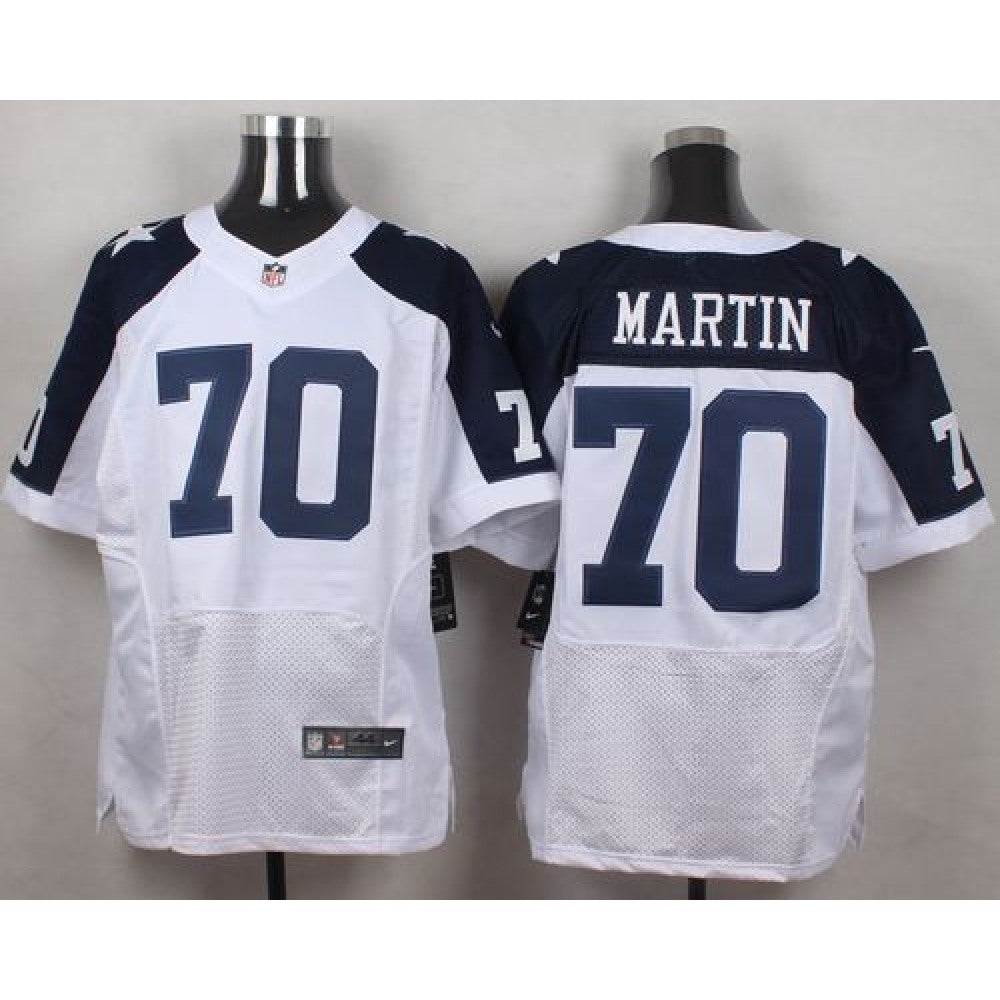 Cowboys #70 Zack Martin White Thanksgiving Throwback Men's Stitched NFL Elite Jersey 