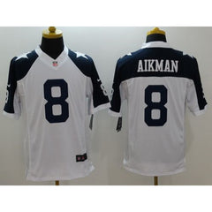 Cowboys #8 Troy Aikman White Thanksgiving Throwback Men's Stitched NFL Limited Jersey 