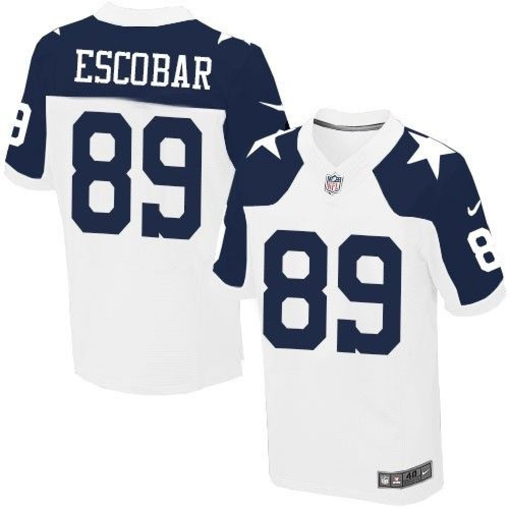 Cowboys #89 Gavin Escobar White Thanksgiving Throwback Men's Stitched NFL Elite Jersey 
