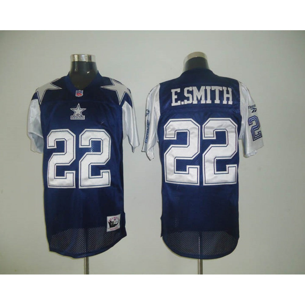 Mitchell & Ness Cowboys #22 Emmitt Smith Blue/White Stitched Throwback NFL Jersey 