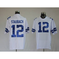 Mitchell & Ness Cowboys #12 Roger Staubach White Stitched Throwback NFL Jersey 