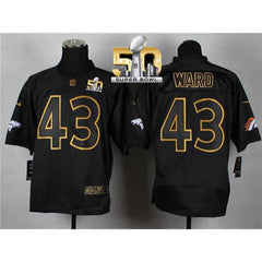 Broncos #43 T.J. Ward Black Gold No. Fashion Super Bowl 50 Men's Stitched NFL Elite Jersey 