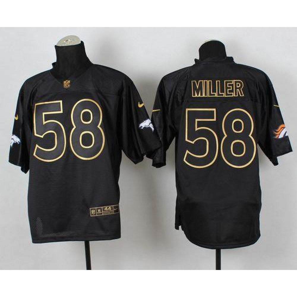 Broncos #58 Von Miller Black Gold No. Fashion Men's Stitched NFL Elite Jersey 