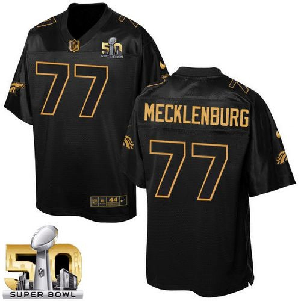 Broncos #77 Karl Mecklenburg Black Super Bowl 50 Men's Stitched NFL Elite Pro Line Gold Collection Jersey 