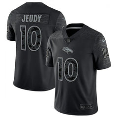 Men's Denver Broncos #10 Jerry Jeudy Black Reflective Limited Stitched Football Jersey 