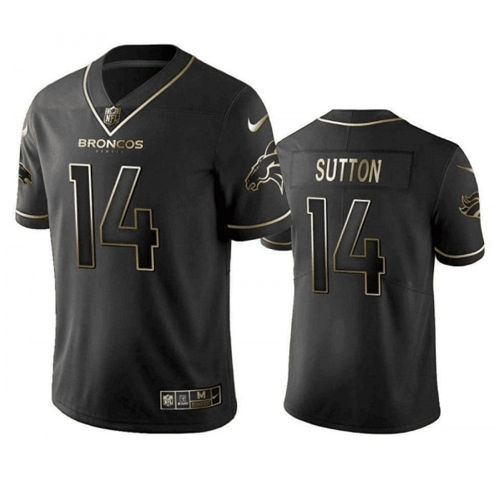 Men's Denver Broncos #14 Courtland Sutton Black Gold Limited Stitched Football Jersey 