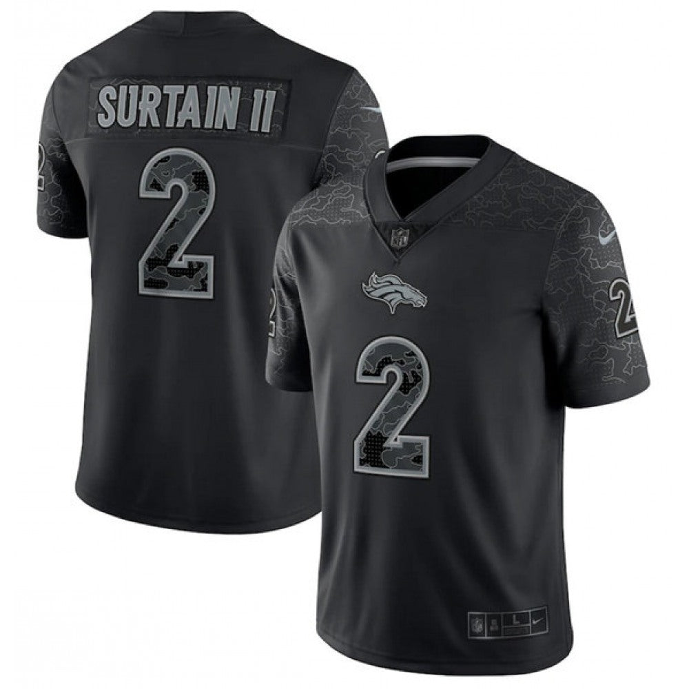 Men's Denver Broncos #2 Patrick Surtain II Black Reflective Limited Stitched Football Jersey 