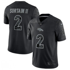 Men's Denver Broncos #2 Patrick Surtain II Black Reflective Limited Stitched Football Jersey 