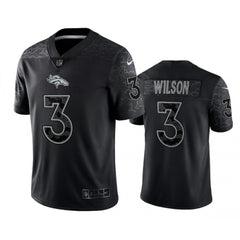 Men's Denver Broncos #3 Russell Wilson Black Reflective Limited Stitched Football Jersey 
