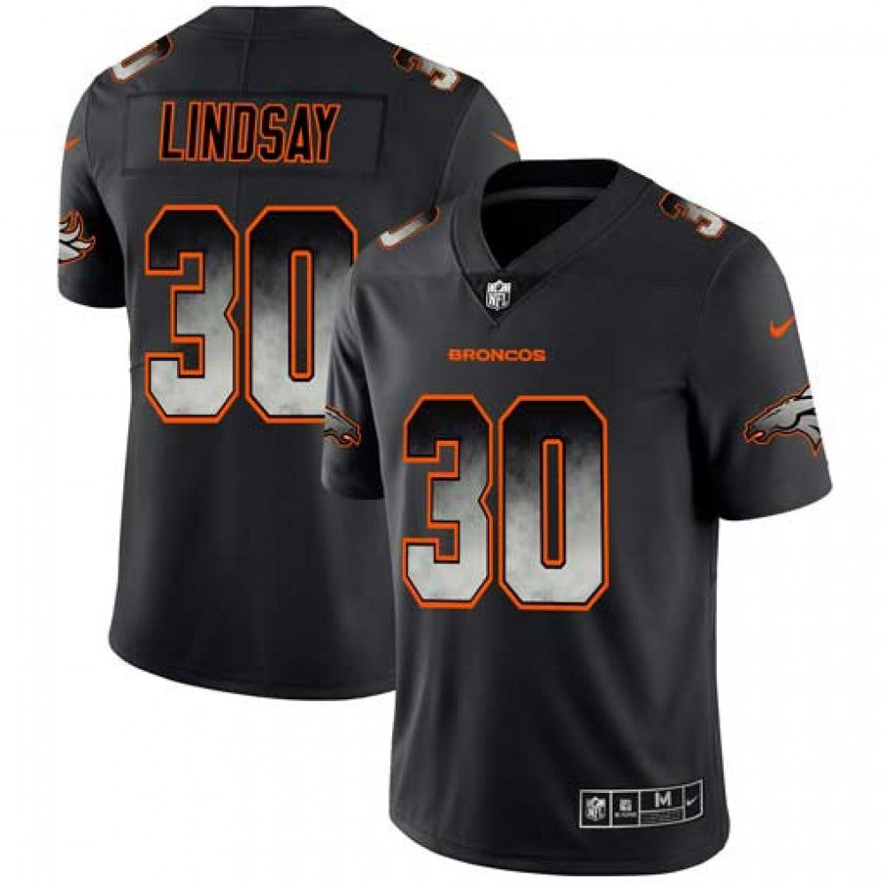 Men's Denver Broncos #30 Phillip Lindsay Black 2019 Smoke Fashion Limited Stitched NFL Jersey 