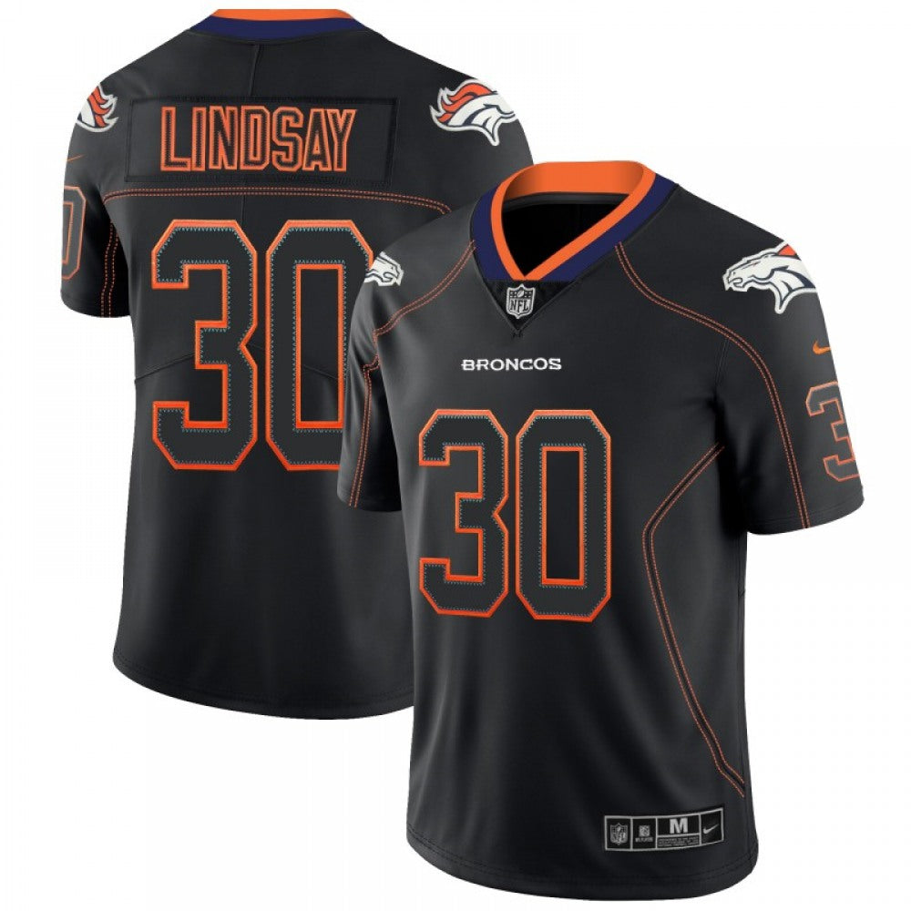 Men's Denver Broncos #30 Phillip Lindsay Black 2018 Lights Out Color Rush NFL Limited Stitched Jersey 